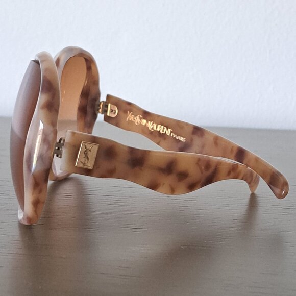 YVES SAINT LAURENT Vintage Sunglasses Large Tortoise Frames YSL Logo 80s - Picture 9 of 11